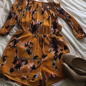 Yellow Floral Romper One  ❤️ Clothing